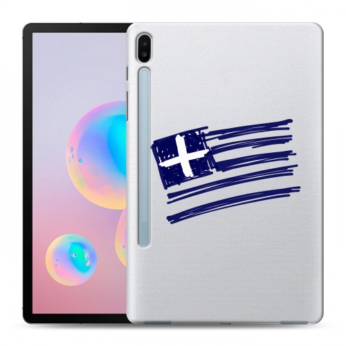 Полупрозрачный дизайнерский силиконовый с усиленными углами чехол для Samsung Galaxy Tab S6 флаг греции