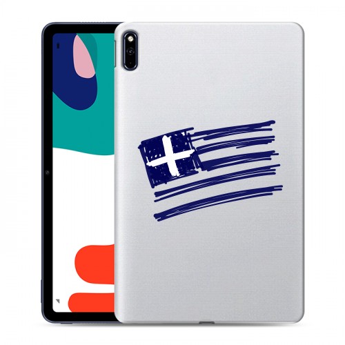 Полупрозрачный дизайнерский силиконовый с усиленными углами чехол для Huawei MatePad флаг греции
