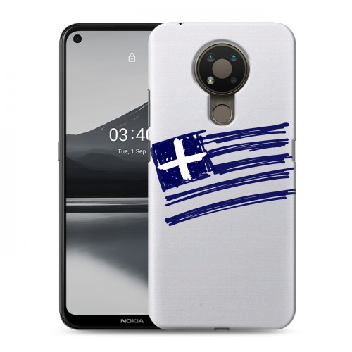 Полупрозрачный дизайнерский пластиковый чехол для Nokia 3.4 флаг греции