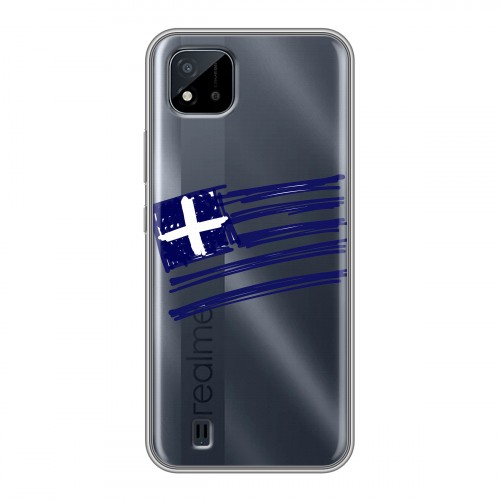 Полупрозрачный дизайнерский силиконовый чехол для Realme C20 флаг греции