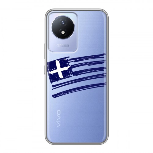 Полупрозрачный дизайнерский пластиковый чехол для Vivo Y02 флаг греции