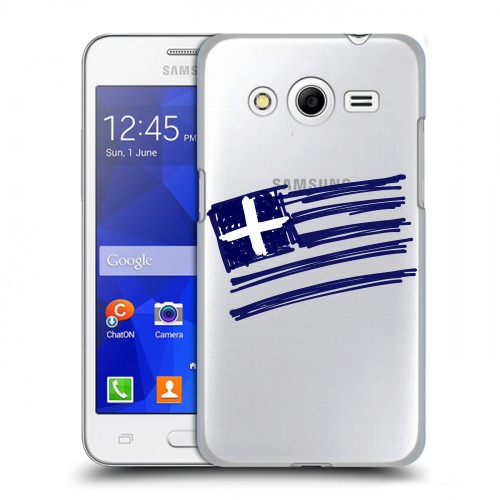 Полупрозрачный дизайнерский пластиковый чехол для Samsung Galaxy Core 2 флаг греции