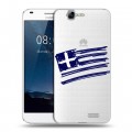 Полупрозрачный дизайнерский пластиковый чехол для Huawei Ascend G7 флаг греции