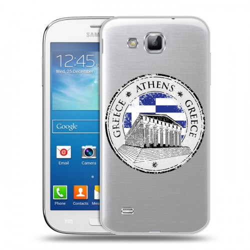 Полупрозрачный дизайнерский пластиковый чехол для Samsung Galaxy Premier флаг греции