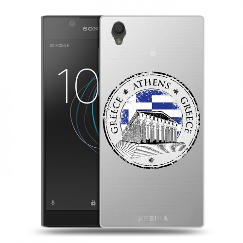 Полупрозрачный дизайнерский пластиковый чехол для Sony Xperia L1 флаг греции