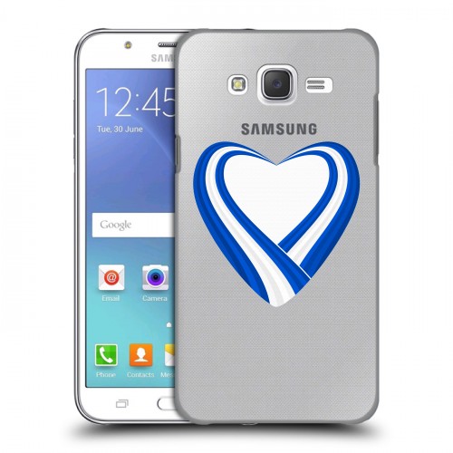 Полупрозрачный дизайнерский пластиковый чехол для Samsung Galaxy J5 флаг греции