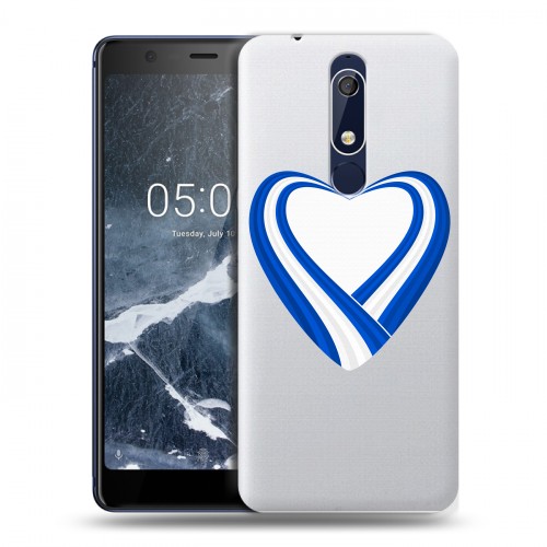 Полупрозрачный дизайнерский пластиковый чехол для Nokia 5.1 флаг греции