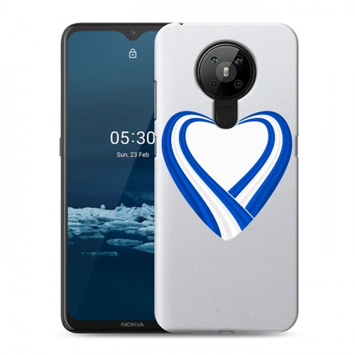 Полупрозрачный дизайнерский пластиковый чехол для Nokia 5.3 флаг греции