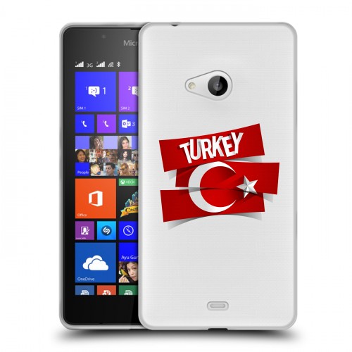 Полупрозрачный дизайнерский пластиковый чехол для Microsoft Lumia 540 Флаг Турции