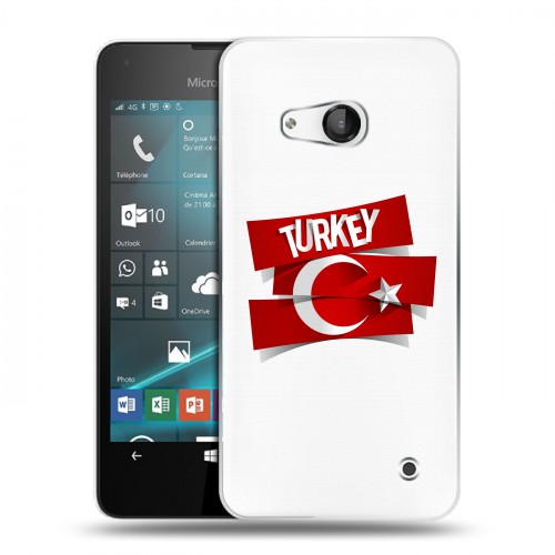 Полупрозрачный дизайнерский пластиковый чехол для Microsoft Lumia 550 Флаг Турции