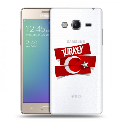 Полупрозрачный дизайнерский пластиковый чехол для Samsung Z3 Флаг Турции