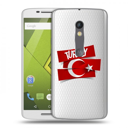 Полупрозрачный дизайнерский пластиковый чехол для Lenovo Moto X Play Флаг Турции