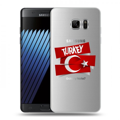Полупрозрачный дизайнерский пластиковый чехол для Samsung Galaxy Note 7 Флаг Турции