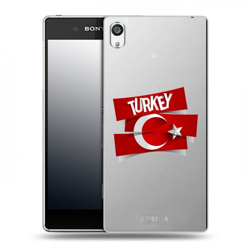 Полупрозрачный дизайнерский пластиковый чехол для Sony Xperia E5 Флаг Турции