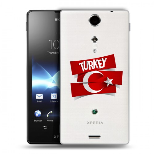 Полупрозрачный дизайнерский пластиковый чехол для Sony Xperia TX Флаг Турции