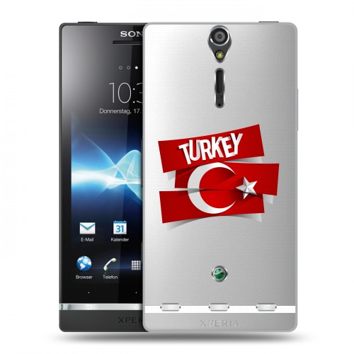 Полупрозрачный дизайнерский пластиковый чехол для Sony Xperia S Флаг Турции