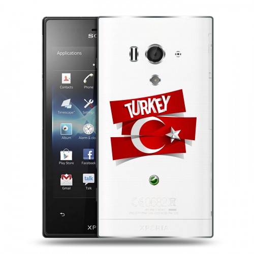 Полупрозрачный дизайнерский пластиковый чехол для Sony Xperia acro S Флаг Турции