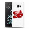 Полупрозрачный дизайнерский пластиковый чехол для HTC U Ultra Флаг Турции