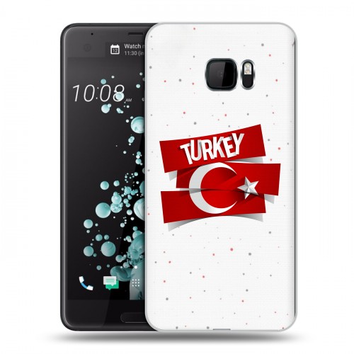 Полупрозрачный дизайнерский пластиковый чехол для HTC U Ultra Флаг Турции