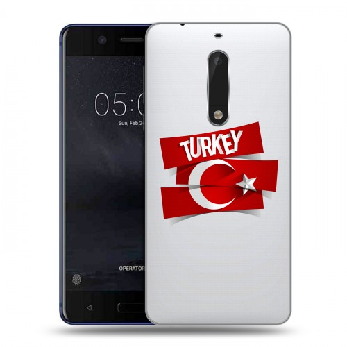 Полупрозрачный дизайнерский пластиковый чехол для Nokia 5 Флаг Турции