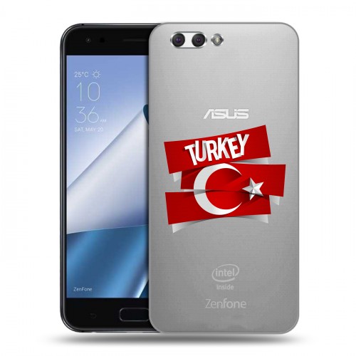 Полупрозрачный дизайнерский пластиковый чехол для ASUS ZenFone 4 ZE554KL Флаг Турции