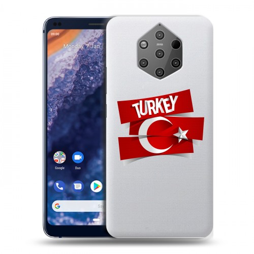 Полупрозрачный дизайнерский пластиковый чехол для Nokia 9 PureView Флаг Турции