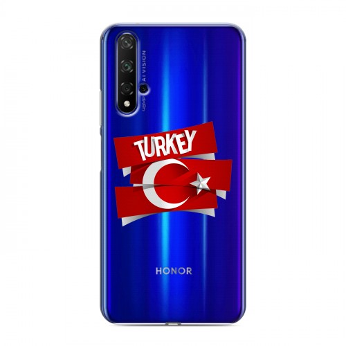 Полупрозрачный дизайнерский пластиковый чехол для Huawei Honor 20 Флаг Турции