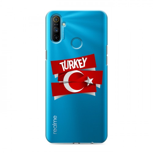 Полупрозрачный дизайнерский пластиковый чехол для Realme C3 Флаг Турции