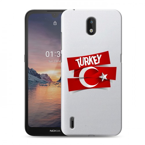 Полупрозрачный дизайнерский пластиковый чехол для Nokia 1.3 Флаг Турции