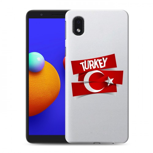 Полупрозрачный дизайнерский пластиковый чехол для Samsung Galaxy A01 Core Флаг Турции