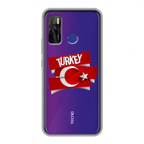 Полупрозрачный дизайнерский силиконовый с усиленными углами чехол для Tecno Camon 15 Флаг Турции