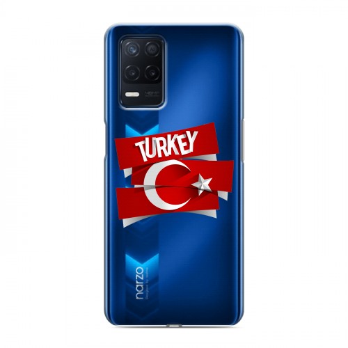 Полупрозрачный дизайнерский силиконовый с усиленными углами чехол для Realme Narzo 30 5G Флаг Турции