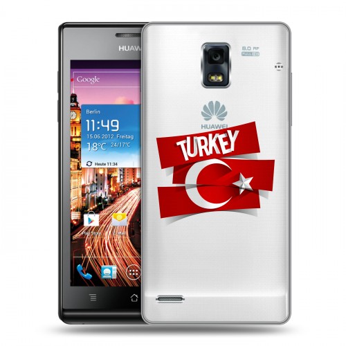 Полупрозрачный дизайнерский пластиковый чехол для Huawei Ascend P1 Флаг Турции