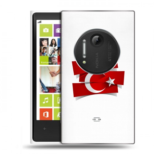 Полупрозрачный дизайнерский пластиковый чехол для Nokia Lumia 1020 Флаг Турции