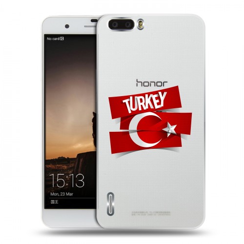 Полупрозрачный дизайнерский силиконовый чехол для Huawei Honor 6 Plus Флаг Турции