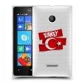 Полупрозрачный дизайнерский пластиковый чехол для Microsoft Lumia 435 Флаг Турции