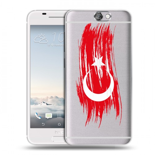 Полупрозрачный дизайнерский пластиковый чехол для HTC One A9 Флаг Турции