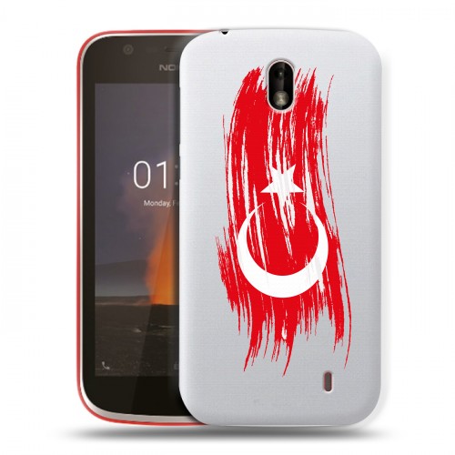 Полупрозрачный дизайнерский пластиковый чехол для Nokia 1 Флаг Турции