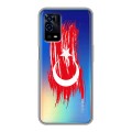 Полупрозрачный дизайнерский силиконовый с усиленными углами чехол для OPPO A55 Флаг Турции