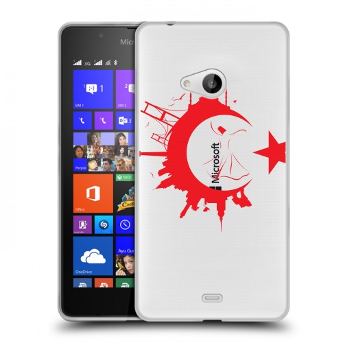 Полупрозрачный дизайнерский пластиковый чехол для Microsoft Lumia 540 Флаг Турции