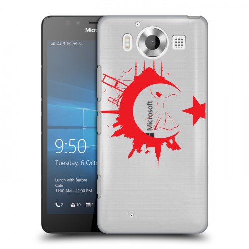 Полупрозрачный дизайнерский пластиковый чехол для Microsoft Lumia 950 Флаг Турции