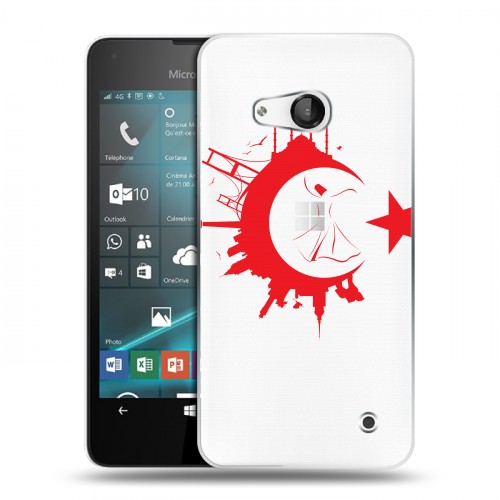 Полупрозрачный дизайнерский пластиковый чехол для Microsoft Lumia 550 Флаг Турции