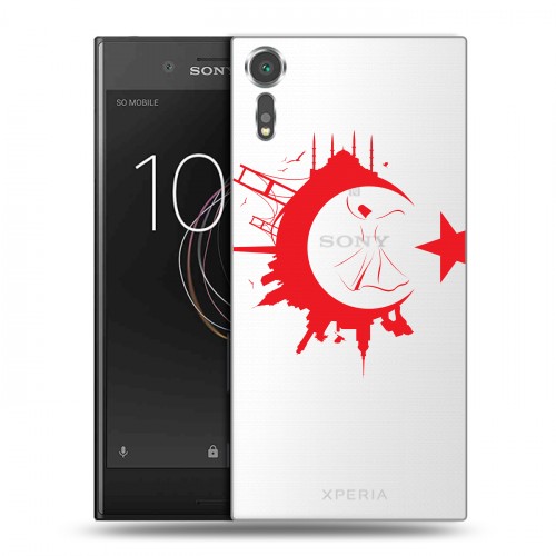 Полупрозрачный дизайнерский пластиковый чехол для Sony Xperia XZs Флаг Турции