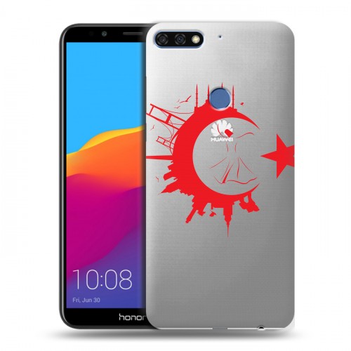 Полупрозрачный дизайнерский пластиковый чехол для Huawei Honor 7C Pro Флаг Турции