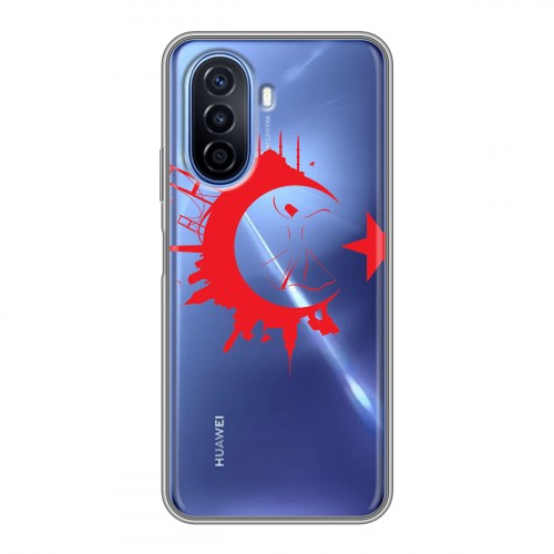 Полупрозрачный дизайнерский пластиковый чехол для Huawei Nova Y70 Флаг Турции