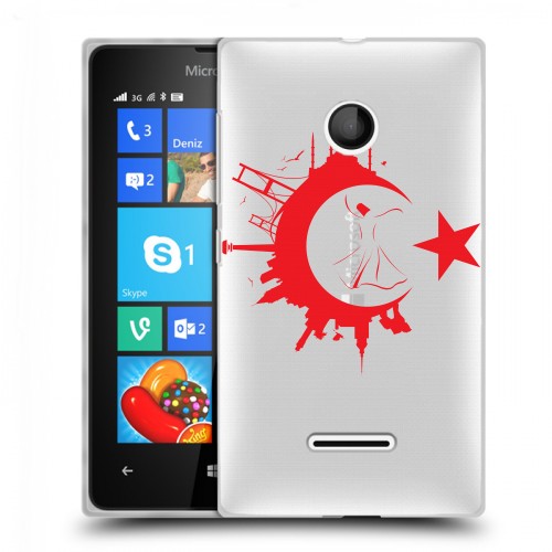 Полупрозрачный дизайнерский пластиковый чехол для Microsoft Lumia 435 Флаг Турции