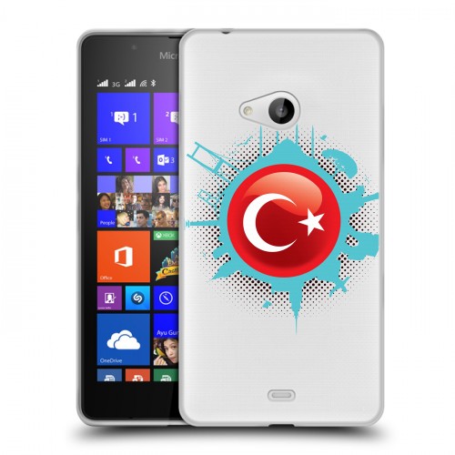 Полупрозрачный дизайнерский пластиковый чехол для Microsoft Lumia 540 Флаг Турции