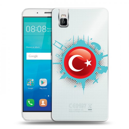 Полупрозрачный дизайнерский пластиковый чехол для Huawei ShotX Флаг Турции