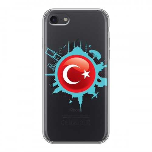 Полупрозрачный дизайнерский силиконовый чехол для Iphone 7 Флаг Турции