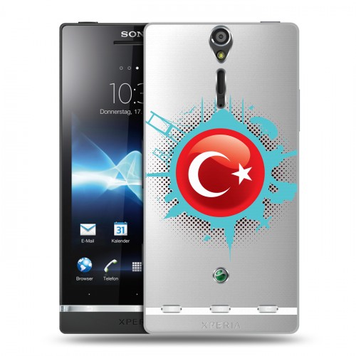 Полупрозрачный дизайнерский пластиковый чехол для Sony Xperia S Флаг Турции